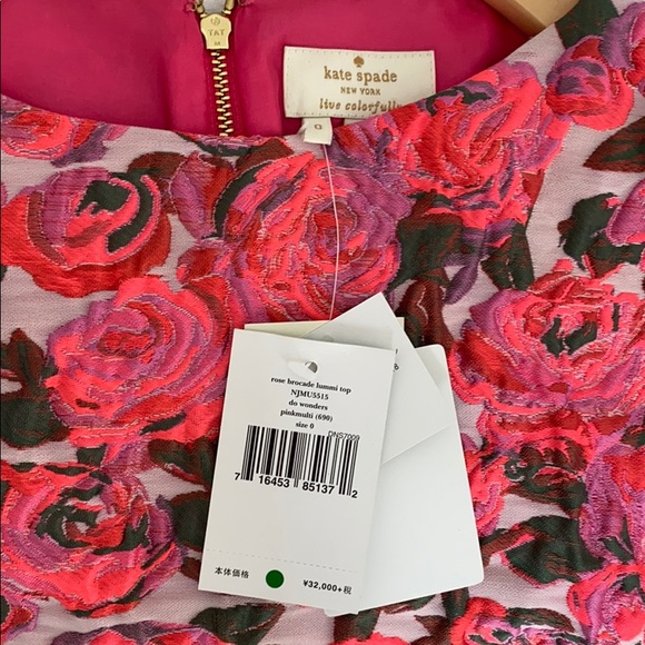 Kate Spade rose brocade lummi top. New with tags. - Picture 4 of 5